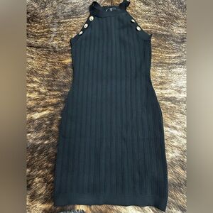 Sincerely Jules Black Midi Dress with Gold Buttons